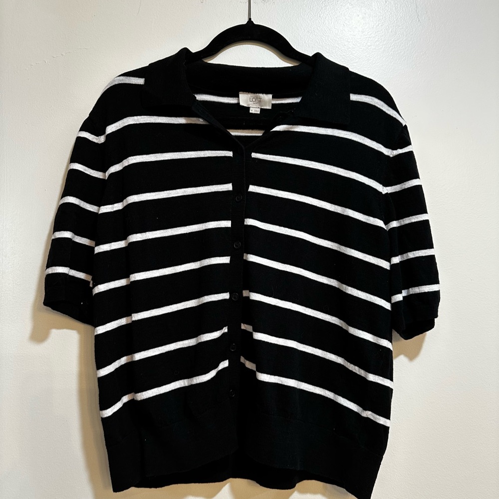 LOFT Black and White Striped Sweater